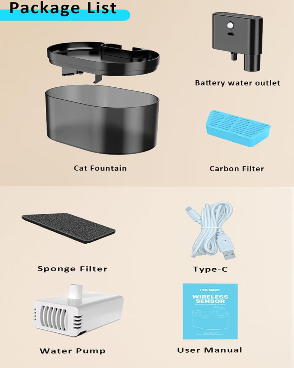 2.2L Runway Charging Induction Automatic Cat and Dog Drinking Fountain Silent Pet Drinking Fountain